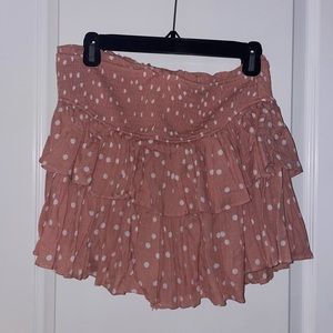 Pink and white polka dot skirt